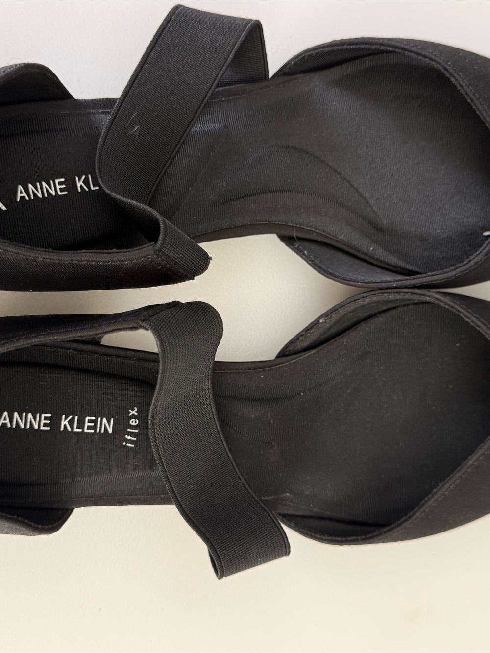 Anne Klein Black Elastic Strap Ballet Flats